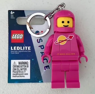 LED Key Light Classic Space Minifigure Key Chain Dark Pink (LEDLITE)