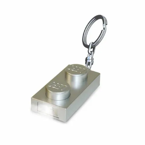LED Key Light 1 x 2 Plate Key Chain Silver