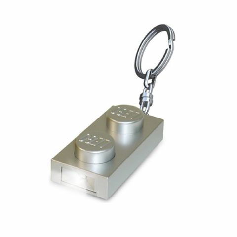 LED Key Light 1 x 2 Plate Key Chain Silver