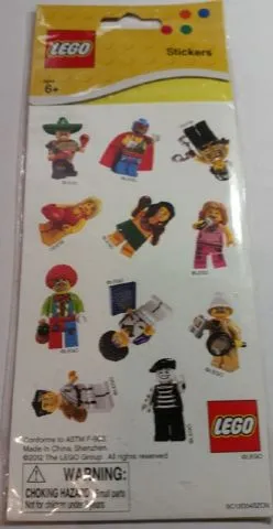 Sticker Sheet, Collectible Minifigures, Series 1 - 3, Set of 12 (2 Sheets)