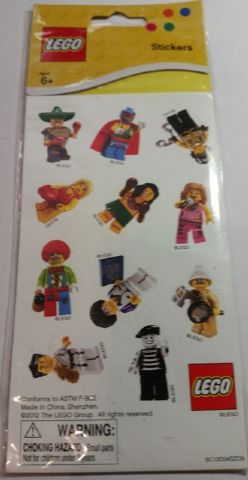 Sticker Sheet, Collectible Minifigures, Series 1 - 3, Set of 12 (2 Sheets)