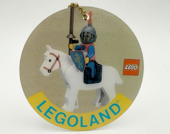Bag / Luggage Tag, Plastic Round, LEGOLAND Lion Knights Minifigure on Horse