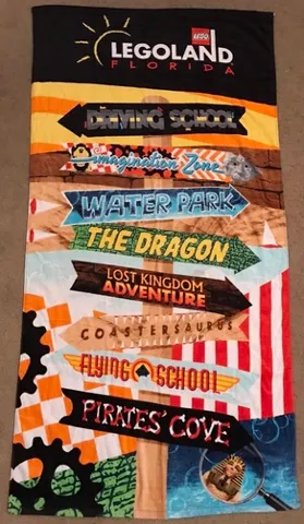 Towel, Legoland Florida Resort Attraction Signs, 75 x 150 cm