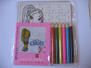 Legoland Windsor Child's Meal Toy Package - Clikits: Slide puzzle, pencils and jigsaw