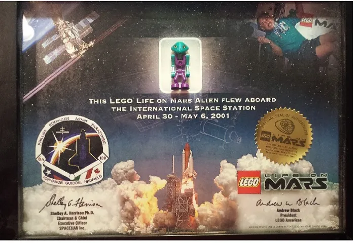 Framed Minifigure Life on Mars (LoM) Cassiopeia International Space Station Passenger with Certificate of Authenticity