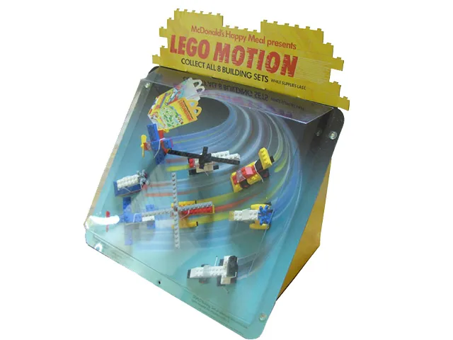 Display Assembled Set, Plastic Case McDonald's Lego Motion Series (shows sets 1642, 1643, 1644, 1645, 1646, 1647, 1648, 1649)