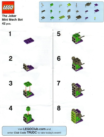 Toys "R" Us Exclusive Build Instructions: The Joker Mini Mech Bot