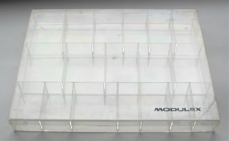 Modulex Storage Box Clear with Lid, 18 Compartments (Empty)