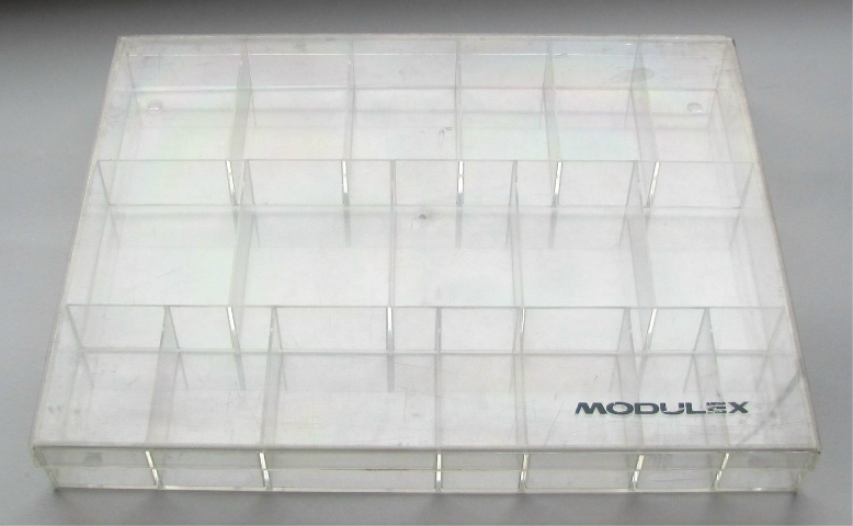 Modulex Storage Box Clear with Lid, 18 Compartments (Empty)