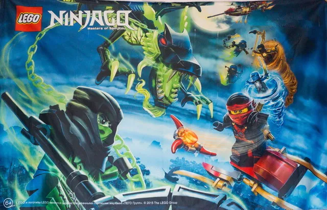 Display Flag Cloth, NINJAGO Kai, Evil Green Ninja and Morro Dragon - Wide