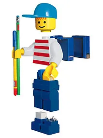 Desk Pal Boy with Blue Hat, Red Striped Shirt