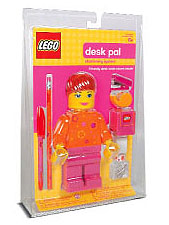 Desk Pal Girl with Orange Floral Top, Dark Pink Legs