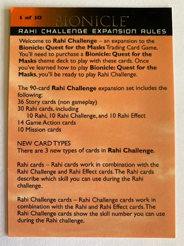 BIONICLE Quest for the Masks: Trading Card Game - Rahi Challenge Expansion Rules 1 & 2