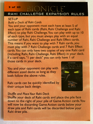 BIONICLE Quest for the Masks: Trading Card Game - Rahi Challenge Expansion Rules 3 & 4