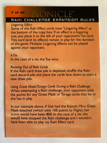 BIONICLE Quest for the Masks: Trading Card Game - Rahi Challenge Expansion Rules 7 & 8