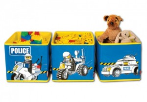 Connectable Toy Bin Set - Blue Police Pattern