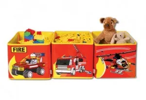 Connectable Toy Bin Set - Red Fire Pattern