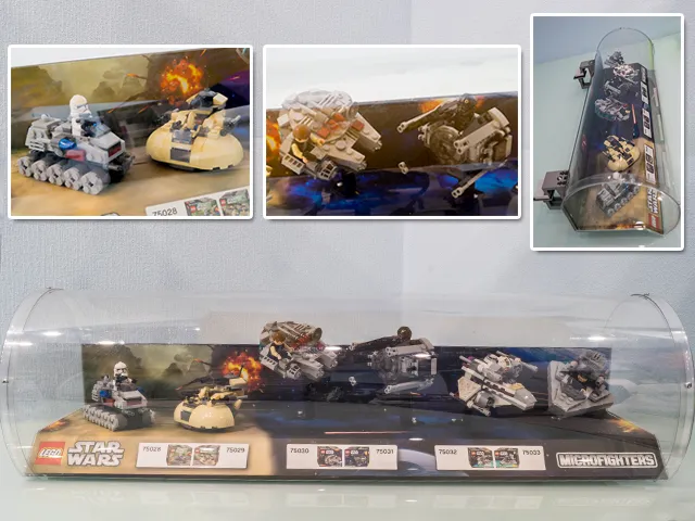 Display Assembled Set, Star Wars Sets 75028, 75029, 75030, 75031, 75032 and 75033 in Plastic Case with Mounts