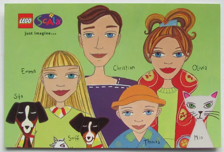 Postcard - Scala, Family with Pets