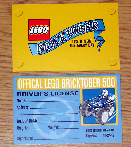 Driver's License, Official Lego Bricktober 500, 2009