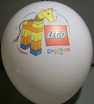 Display Balloon, Lego and Explore logos and Giraffe picture