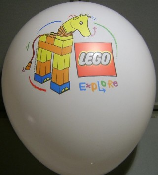 Display Balloon, Lego and Explore logos and Giraffe picture