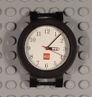 Watch Part, Case Analog - LEGO Logo, Silver Liftarm Hour Hand, Silver Minute Hand, Red Second Hand