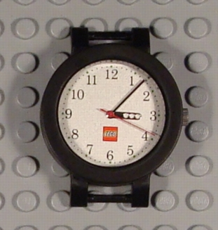 Watch Part, Case Analog - LEGO Logo, Silver Liftarm Hour Hand, Silver Minute Hand, Red Second Hand
