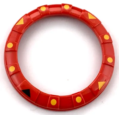 Watch Part, Case Attachment - Bezel Ring Raised with Black Triangle, Yellow Triangles and Dots Pattern
