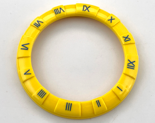 Watch Part, Case Attachment - Bezel Ring Raised with Blue Roman Numerals Pattern