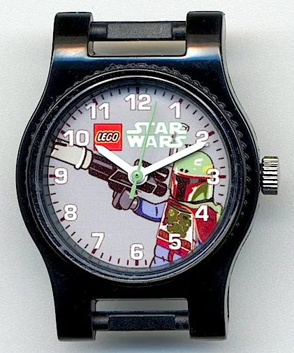 Watch Part, Case Analog, Star Wars - Boba Fett, White Hour and Minute Hands, Sand Green Second Hand, Light Bluish Gray Background