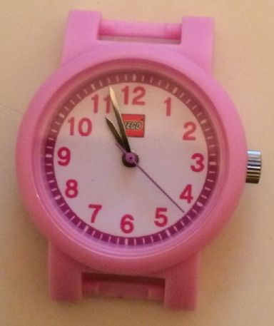 Watch Part, Case Analog - LEGO Logo, Silver Hour and Minute Hands, Medium Lavender Second Hand