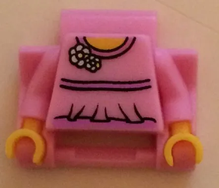 Watch Part, Band Link - Minifigure Body Part, Torso Female with Flowers at Neck, Yellow Hands