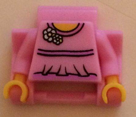 Watch Part, Band Link - Minifigure Body Part, Torso Female with Flowers at Neck, Yellow Hands