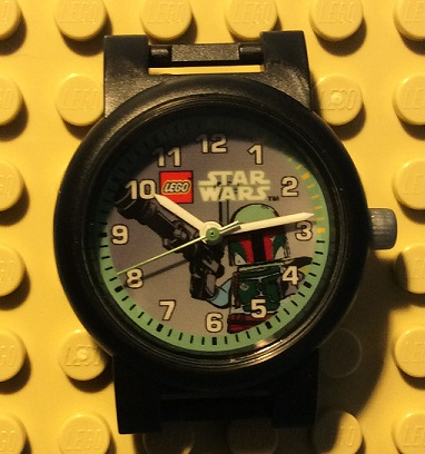 Watch Part, Case Analog, Star Wars - Boba Fett, White Hour and Minute Hands, Sand Green Second Hand, Dark Bluish Gray Faded Background