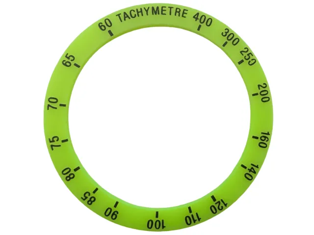 Watch Part, Case Attachment - Bezel Ring Wide with Black 'TACHYMETRE', Numbers, and Tick Marks Pattern