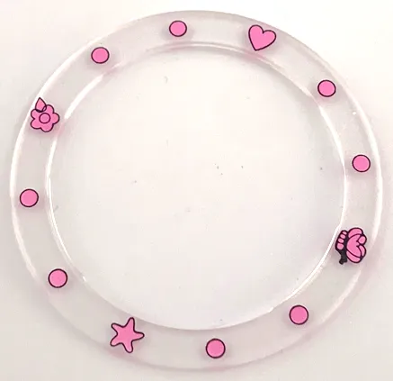 Watch Part, Case Attachment - Bezel Ring Wide with Dark Pink Heart, Butterfly, Starfish, Flower, and Circles Pattern