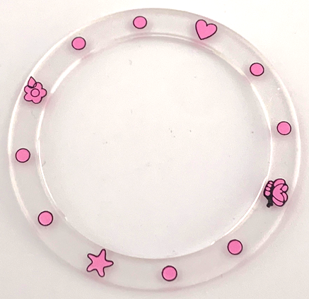 Watch Part, Case Attachment - Bezel Ring Wide with Dark Pink Heart, Butterfly, Starfish, Flower, and Circles Pattern