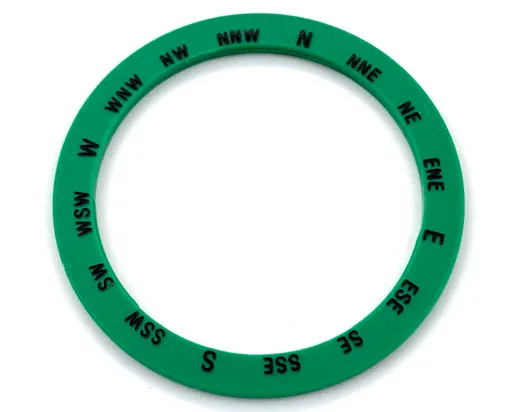 Watch Part, Case Attachment - Bezel Ring Wide with Black Compass Directions Pattern