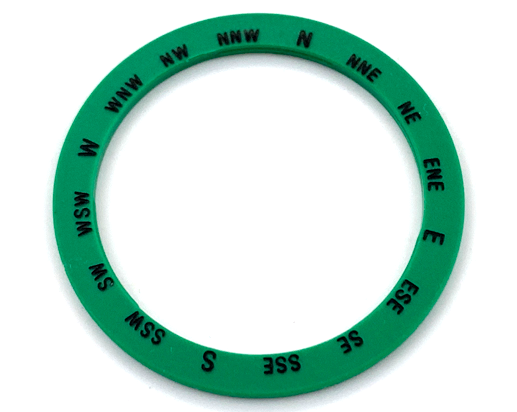 Watch Part, Case Attachment - Bezel Ring Wide with Black Compass Directions Pattern