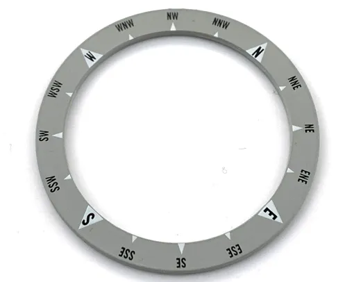 Watch Part, Case Attachment - Bezel Ring Wide with Black Compass Directions and White Triangles Pattern