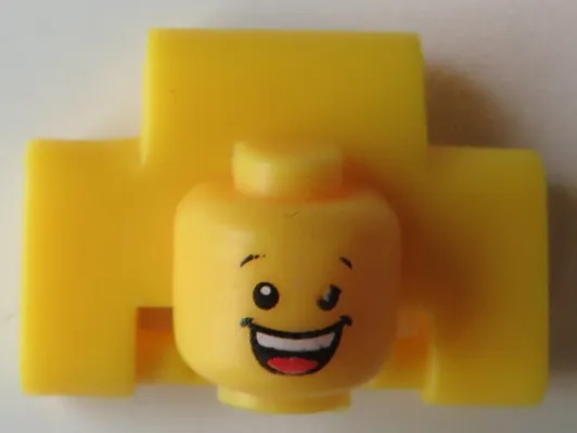 Watch Part, Band Link - Minifigure Body Part, Head Male with Huge Smile, White Teeth, Red Tongue Pattern