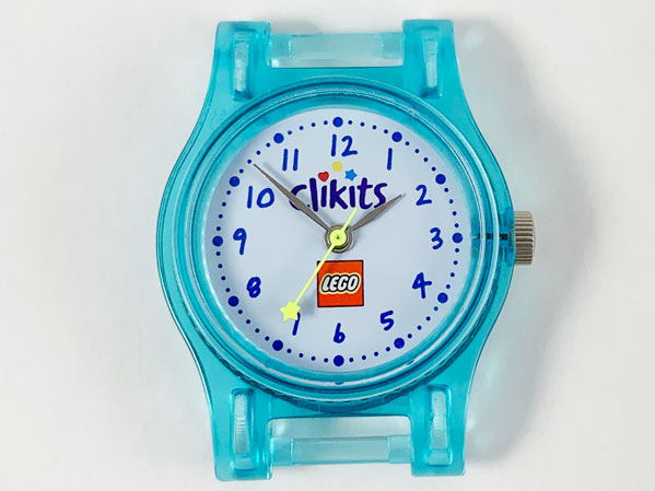 Watch Part, Case Analog, Clikits - LEGO Logo, Silver Hour and Minute Hands, Neon Green Second Hand with Star