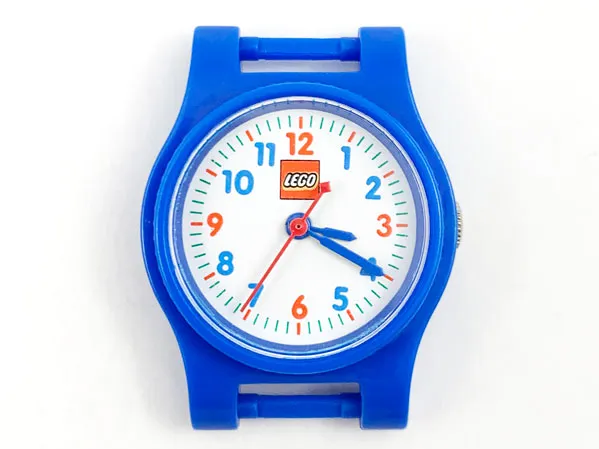 Watch Part, Case Analog, Creator - LEGO Logo, Blue Hour and Minute Hands, Red Second Hand