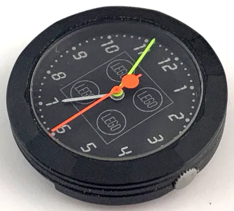 Watch Part, Case Analog, Space - Brick 2 x 2, Silver Hour Hand, Neon Green Minute Hand, Neon Red Second Hand with Circle