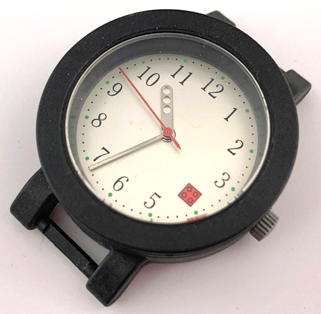 Watch Part, Case Analog - Brick 2 x 2, Silver Liftarm Hour Hand, Silver Minute Hand, Red Second Hand