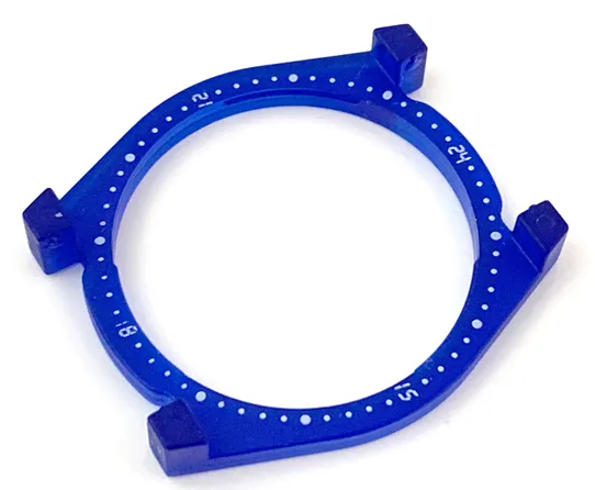 Watch Part, Case Attachment - Bezel Ring with Vertical Clips with White Digital Numbers and Dots Pattern