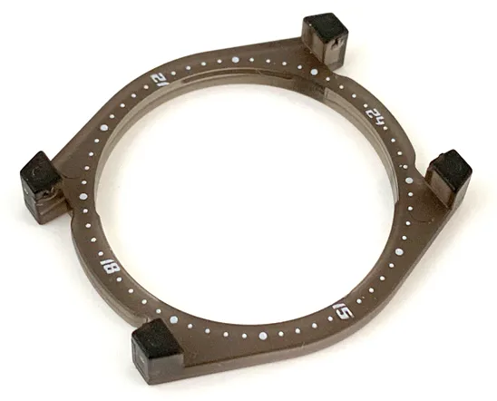 Watch Part, Case Attachment - Bezel Ring with Vertical Clips with White Slanted Numbers and Dots Pattern