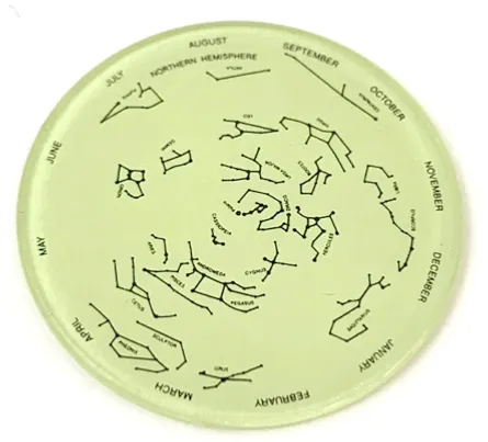 Watch Part, Bezel Attachment Insert - Disc with Black Northern Hemisphere Constellations and Months Pattern