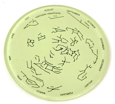 Watch Part, Bezel Attachment Insert - Disc with Black Northern Hemisphere Constellations and Months Pattern